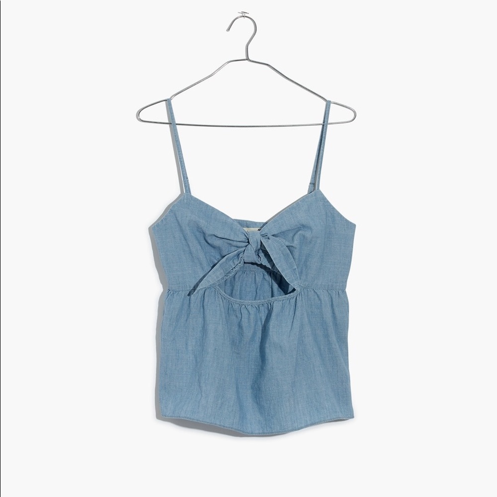 Madewell Chambray Tie-Front Keyhole Cami